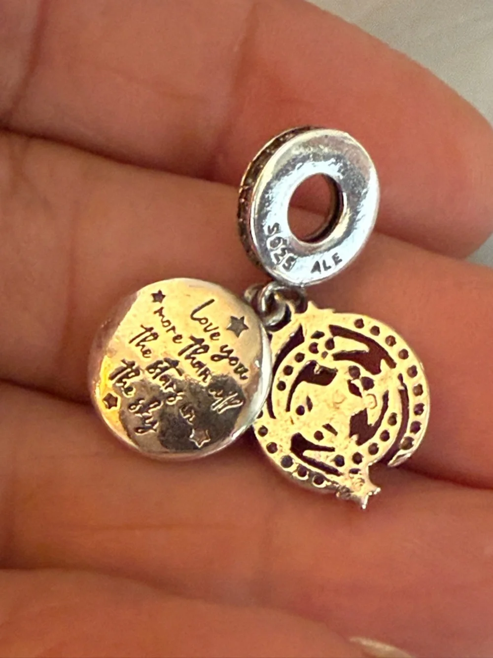 Pandora Blue and Rose Gold Star Dangle Charm - Picture 4 of 4